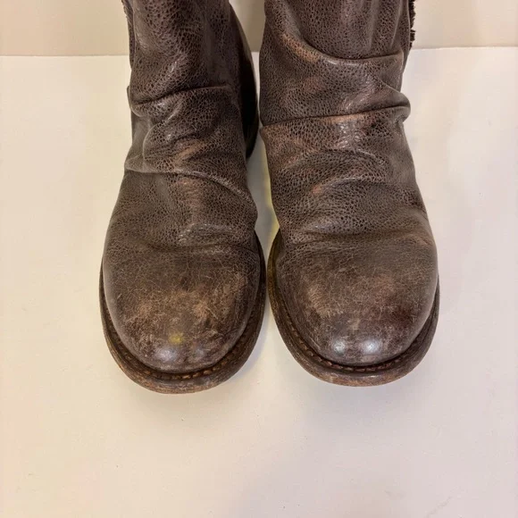 John Fluevog Brown Leather Ankle Boots with Zipper Expand Sides 8 - Picture 5 of 10